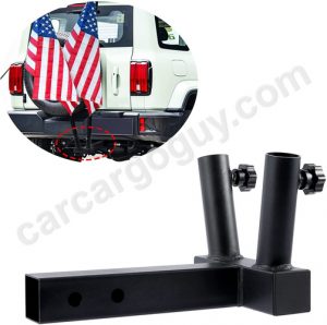 Hitch Mount Two Flagpole Holder, Truck Flag Pole Mount, Fits 2inch Hitch Receivers