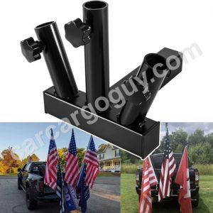 Sunluway Hitch Mount 3 Flag Pole Holder Universal for 2inch