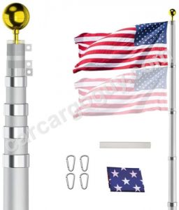 NA 20FT Telescoping Flag Pole Kit, Heavy Duty 16 Gauge Aluminum Outdoor In Ground Flag Poles with 3x5