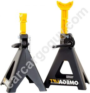 Omega Lift 32068 Heavy Duty Jack Stands 6 Ton Pair - Double Locking Pins - Handle Lock and Mobility Pin for Auto Repair Shop with Extra Safety, Black